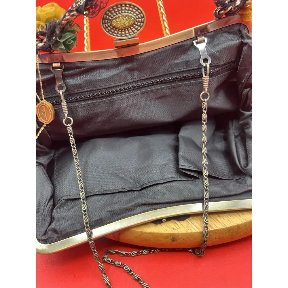Malina Evening Victorian Bag Steam Punk Convertible Chain Lace Tapestry Purse